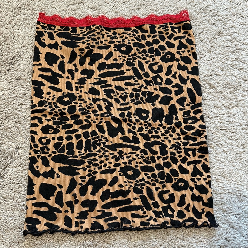 Nasty Gal Leopard Skirt with Red Lace